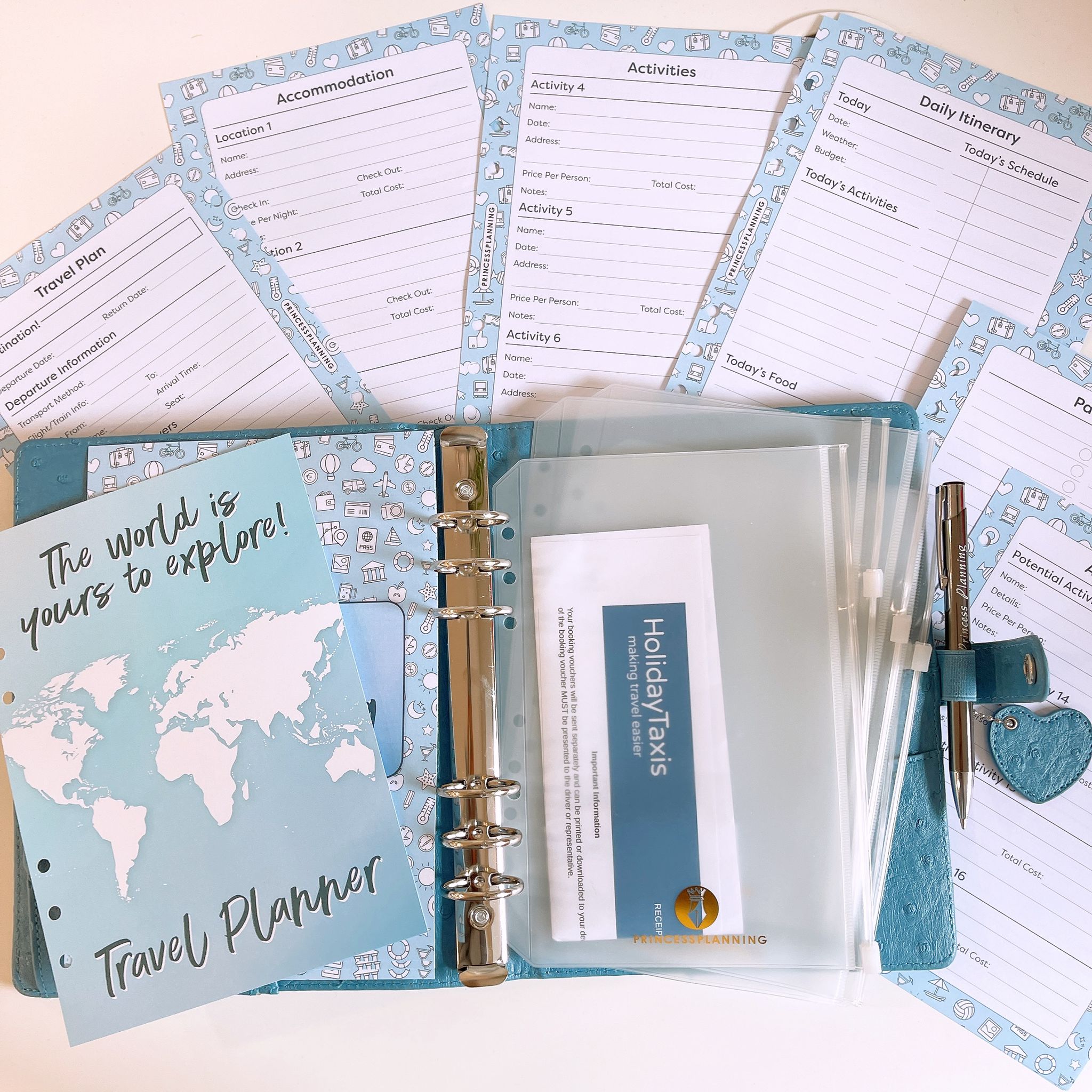 Grande Travel Planner Insert Bundle Beau Blue Ostrich